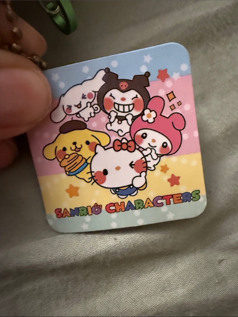 Hello Kitty Plush Keychain - Brown with Pink & Green - Picture 2 of 3